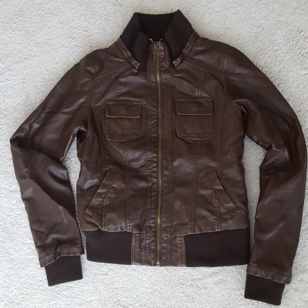 Vegan Leather Bomber Jacket